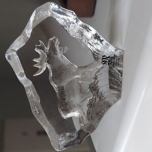 Mats Jonasson Maleras Sweden Lead Crystal Glass Moose Paperweight Decor